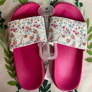 Youth Sandal Pink and Floral Slides NWT Size 13/1
